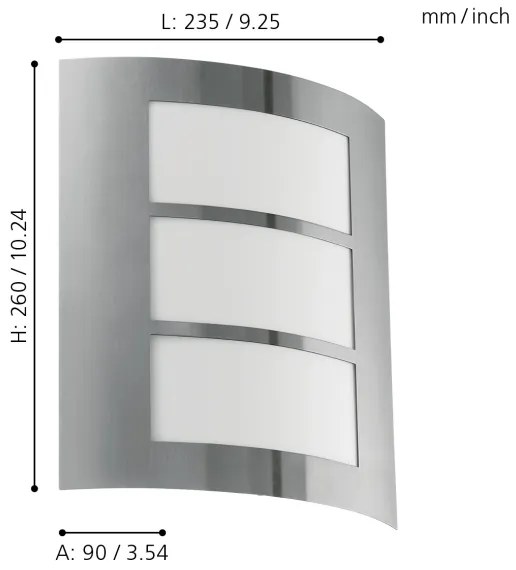 EGLO 88139 - Applique da esterno CITY 1xE27/15W