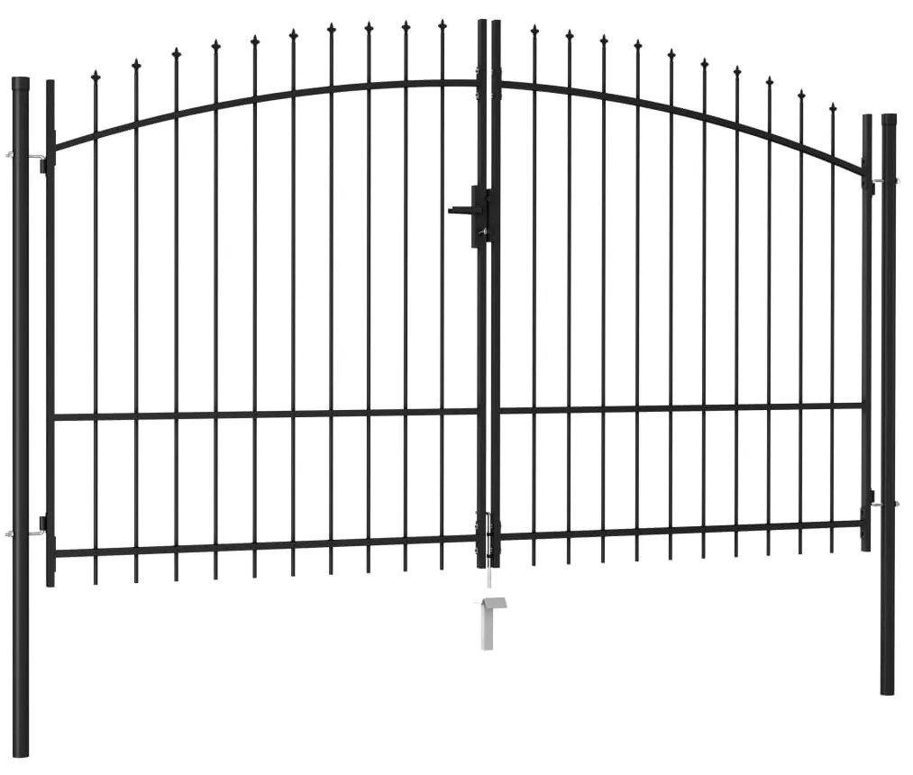 Cancello A Doppia Anta Con Punte İn Acciaio 3x1,75cm Nero /