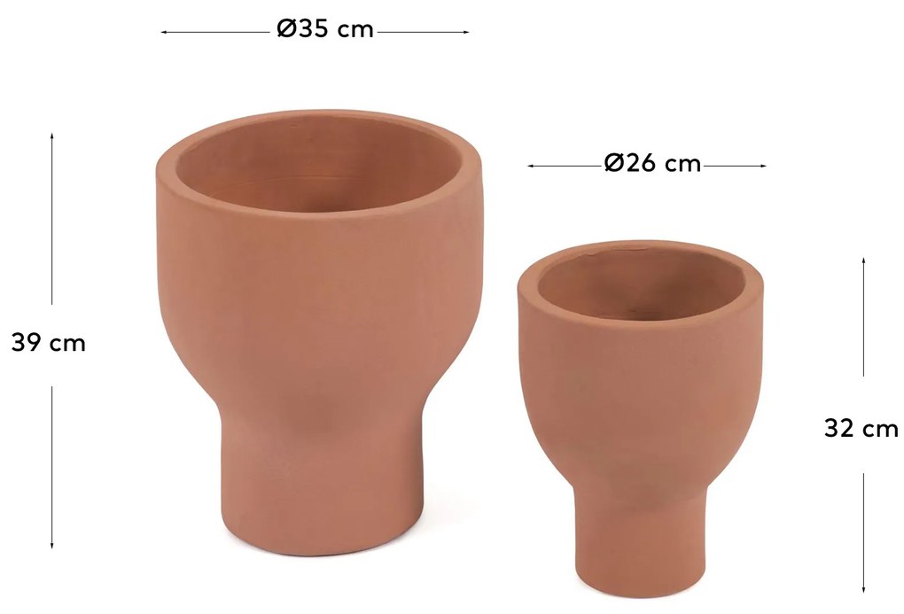 Kave Home - Set Vittorina di 2 vasi in terracotta Ã˜ 26 cm / Ã˜ 35 cm