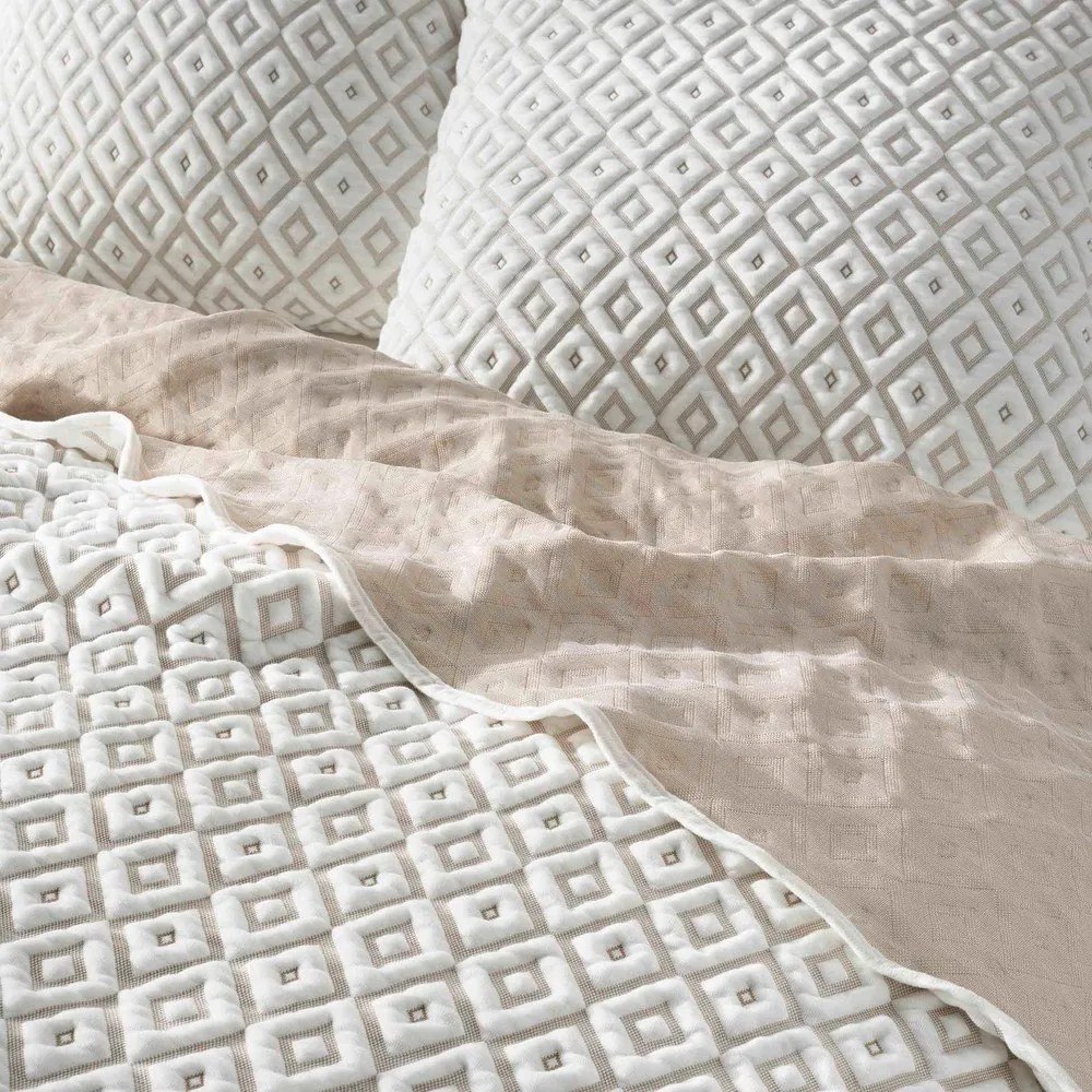 Set con copriletto e federa bianco/beige in jersey 240x260 cm Joana – douceur d'intérieur