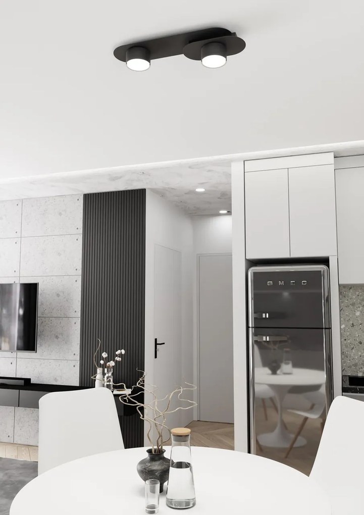 Lampada da soffitto in acciaio STILO 2 nera da interno 2xGX53