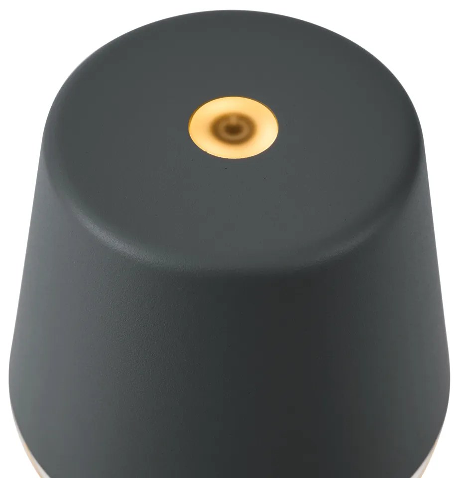 Lampada da tavolo grigio scuro con LED IP65 ricaricabile con stazione di ricarica - Bass