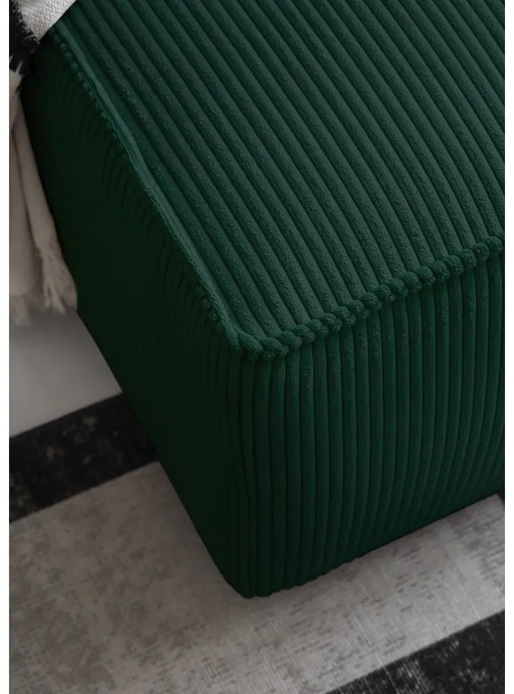 Divano letto angolare in velluto a coste verde scuro Brave Dave - Miuform