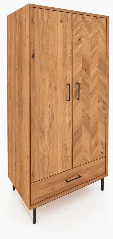 Armadio in legno di quercia di colore naturale 97x196 cm Abies - The Beds