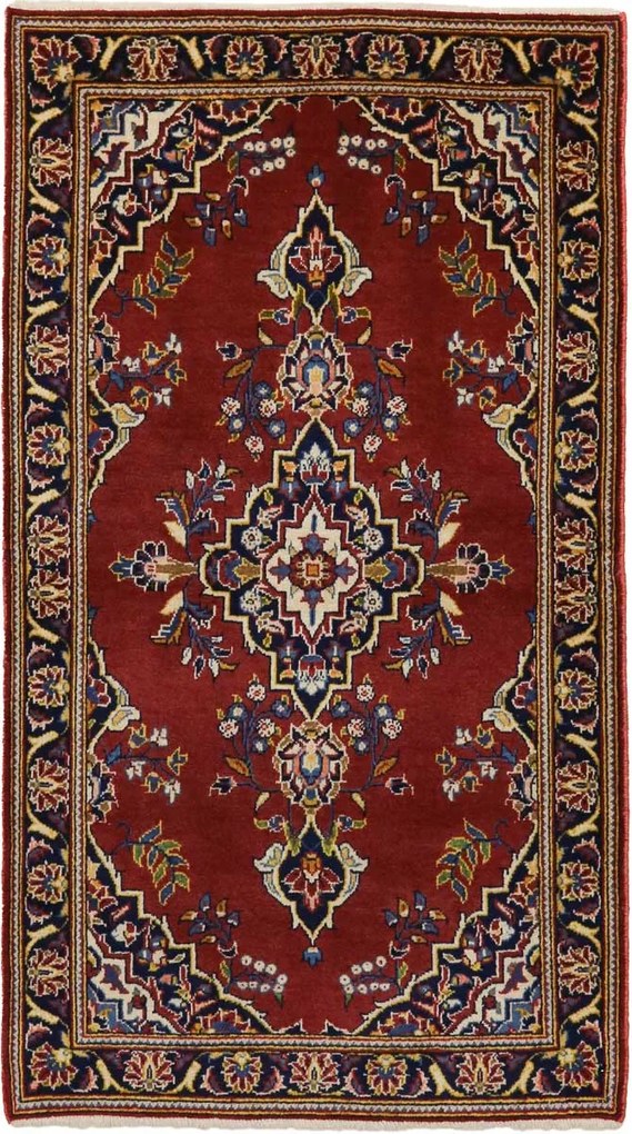 Kashan Tappeto 130 x 80 Blu (Iran) Annodato A Mano