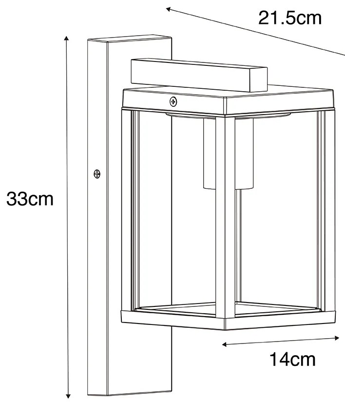 Lanterna da parete smart per esterni nera con vetro a coste incl. WiFi A60 - Charlois
