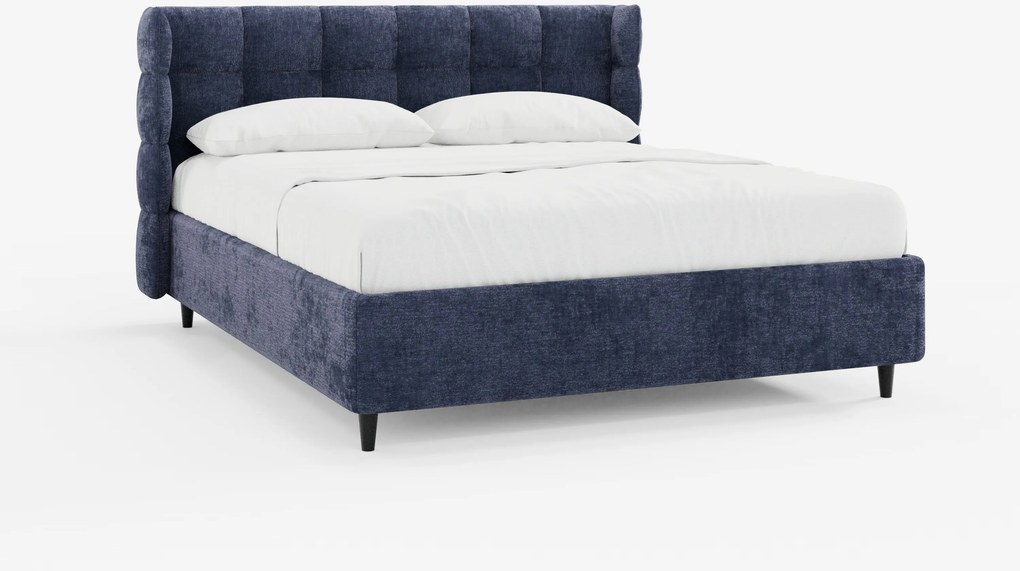 RAGNAR letto imbottito con vano contenitore e testiera capitonné avvolgente - elegante tessuto certificato Oeko-Tex®