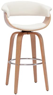 Sgabello da bar design girevole bianco e legno chiaro H67 cm OKTAV