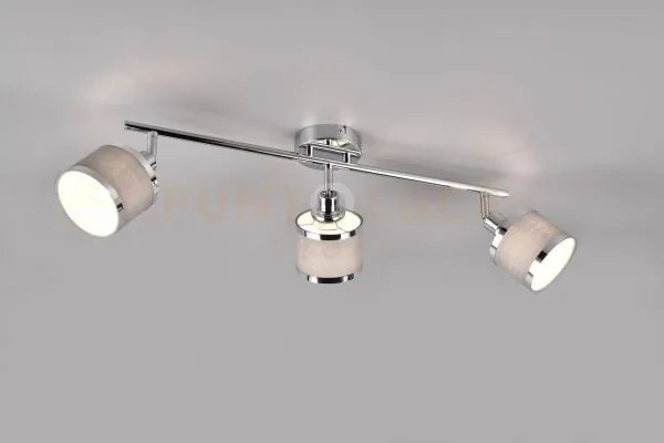 Arosa barra 3 spots metallo cromato con paralume grigio l. 81cm 3 l...