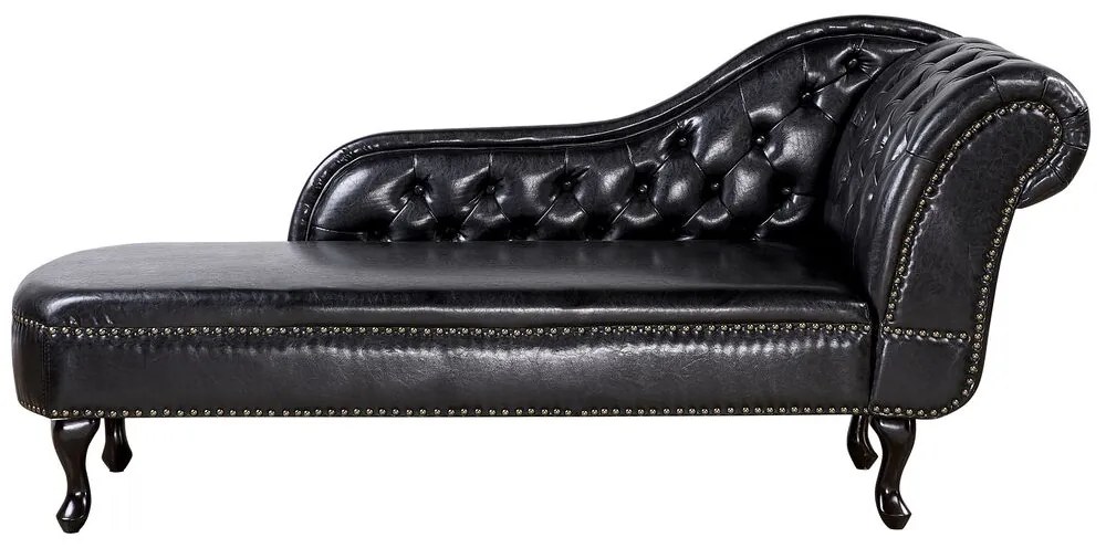 Chaise longue vintage destra in pelle sintetica nera NIMES Beliani