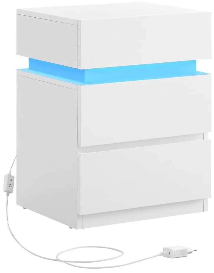 Comodino SMARTIE con illuminazione integrata, bianco