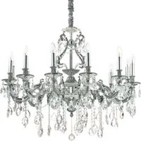 Lampadario Classico Gioconda Metallo-Cristallo Argento 12 Luci E14