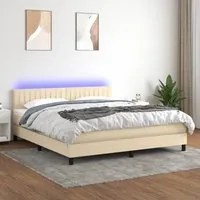 Letto a Molle con Materasso e LED Crema 180x200 cm in Tessuto cod mxl 66064