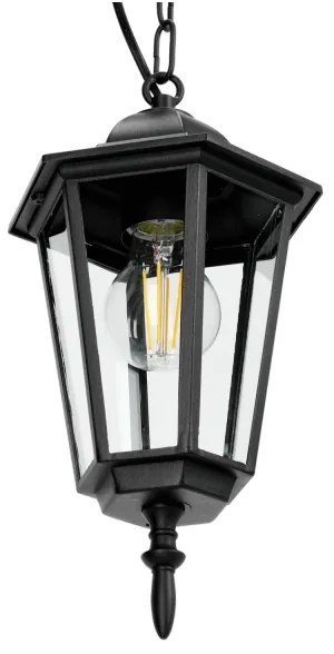 Lampadario da esterno a sospensione con catena 1xE27/60W/230V nero