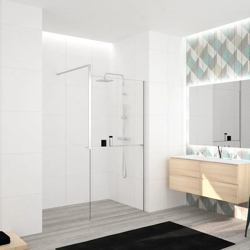 Box doccia walk-in Elidesign, vetro 8 mm, H 200 cm, profilo cromo