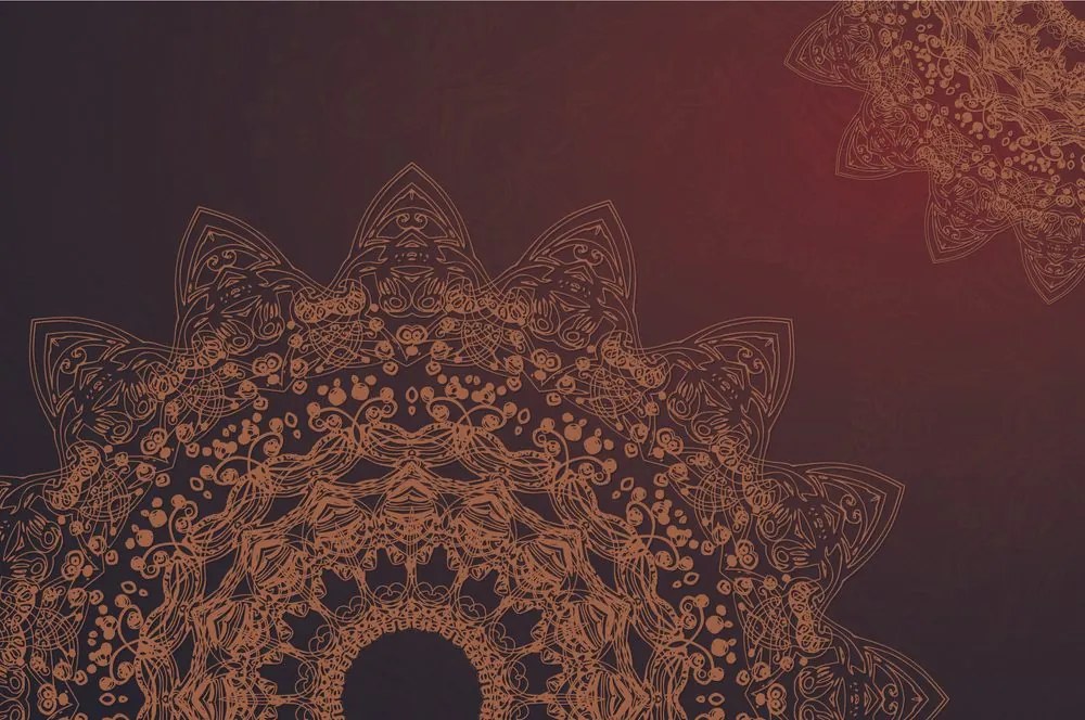 Carta da parati – Elementi moderni di Mandala in tonalità marroni