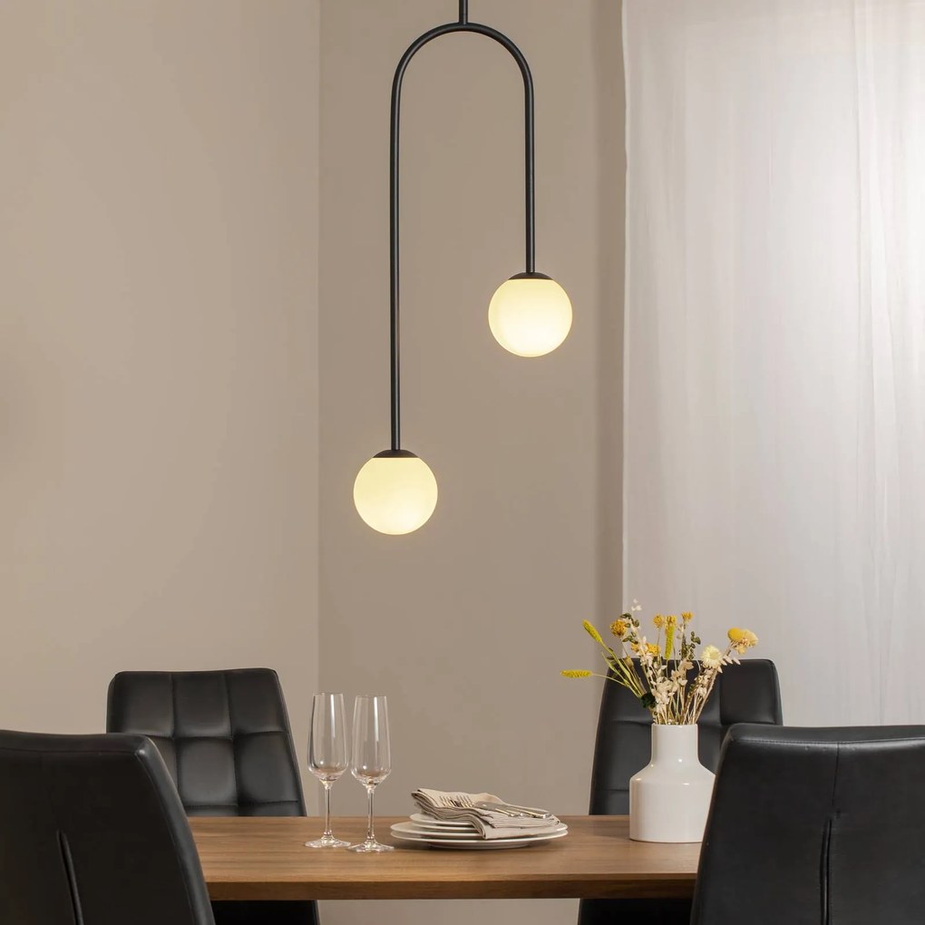 ALDEX Lampada a sospensione Nave, nero, metallo, vetro, a 2 luci