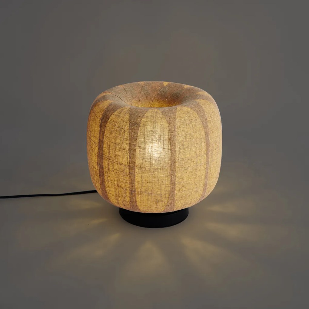 Lampada da tavolo Japandi nera con paralume in lino beige 27cm - Nami