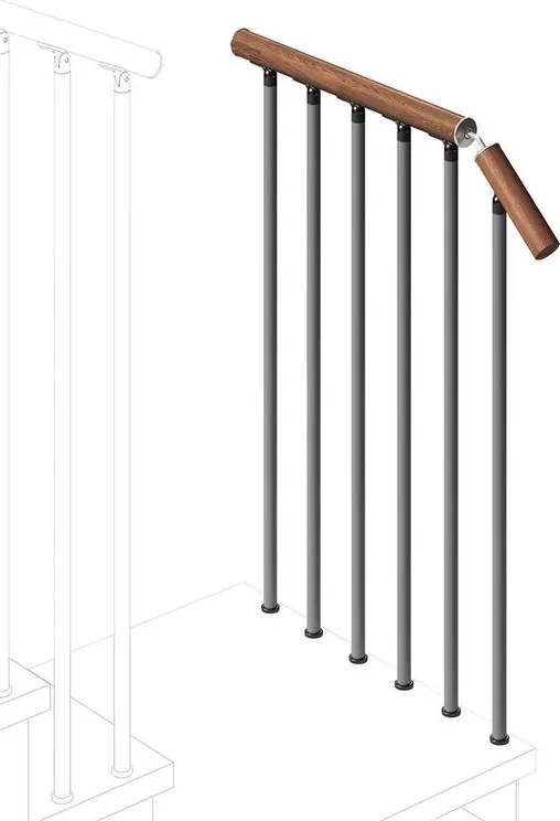 Balaustra in kit IRIS Gala in legno grigio antracite, corrimano in legno noce L 120 cm, fissaggio a pavimento