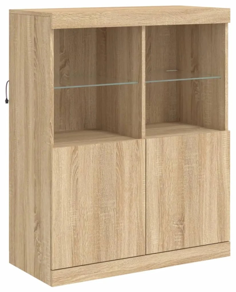 Credenza con Luci LED Rovere Sonoma 202x37x100 cm