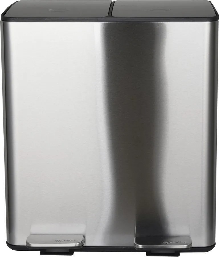Cestino per la spazzatura color argento opaco in acciaio per raccolta differenziata/con pedale 2x20 l Aliya – Spirella