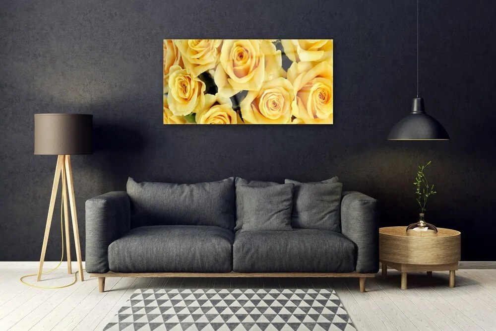 Quadro su vetro acrilico Rose, fiori, piante 100x50 cm