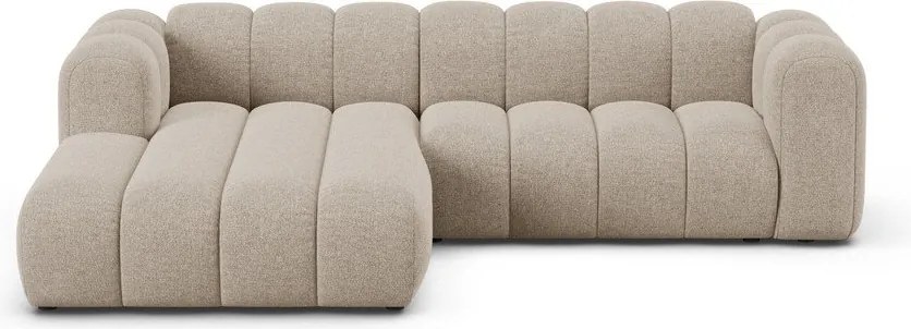 Divano angolare beige (con penisola a sinistra/con chaise lounge) con rivestimento in ciniglia Lupine – Micadoni