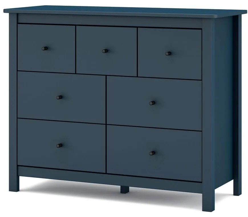 Cassettiera bassa blu scuro in legno di pino 110x80 cm Misti - Marckeric