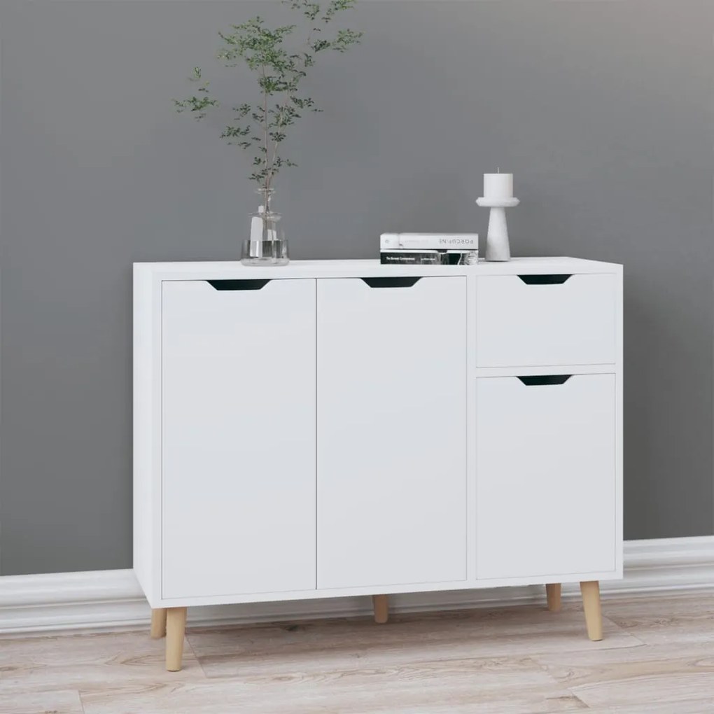 Credenza bianco lucido 90x30x72 cm in truciolato