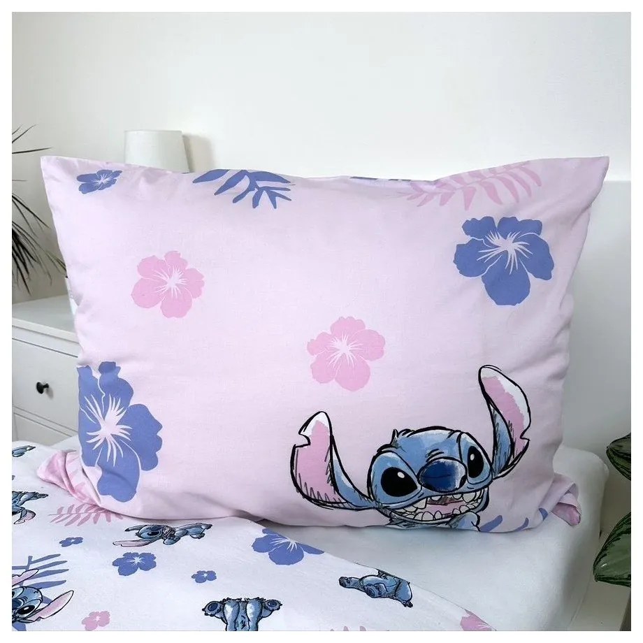 Set copripiumino e federa da bambini rosa chiaro in cotone per letto singolo 140x200 cm Lilo &amp; Stitch "Pink" – Jerry Fabrics
