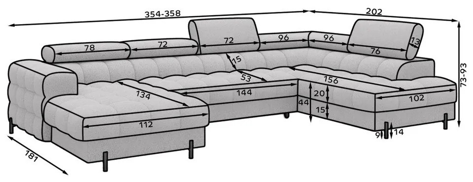 Divano angolare marrone chiaro allungabile (con penisola a destra/a U) con rivestimento in velluto Feraria – ELTAP
