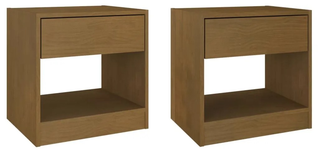 Comodini 2 pz 40x31x40 cm marrone miele legno massello di pino