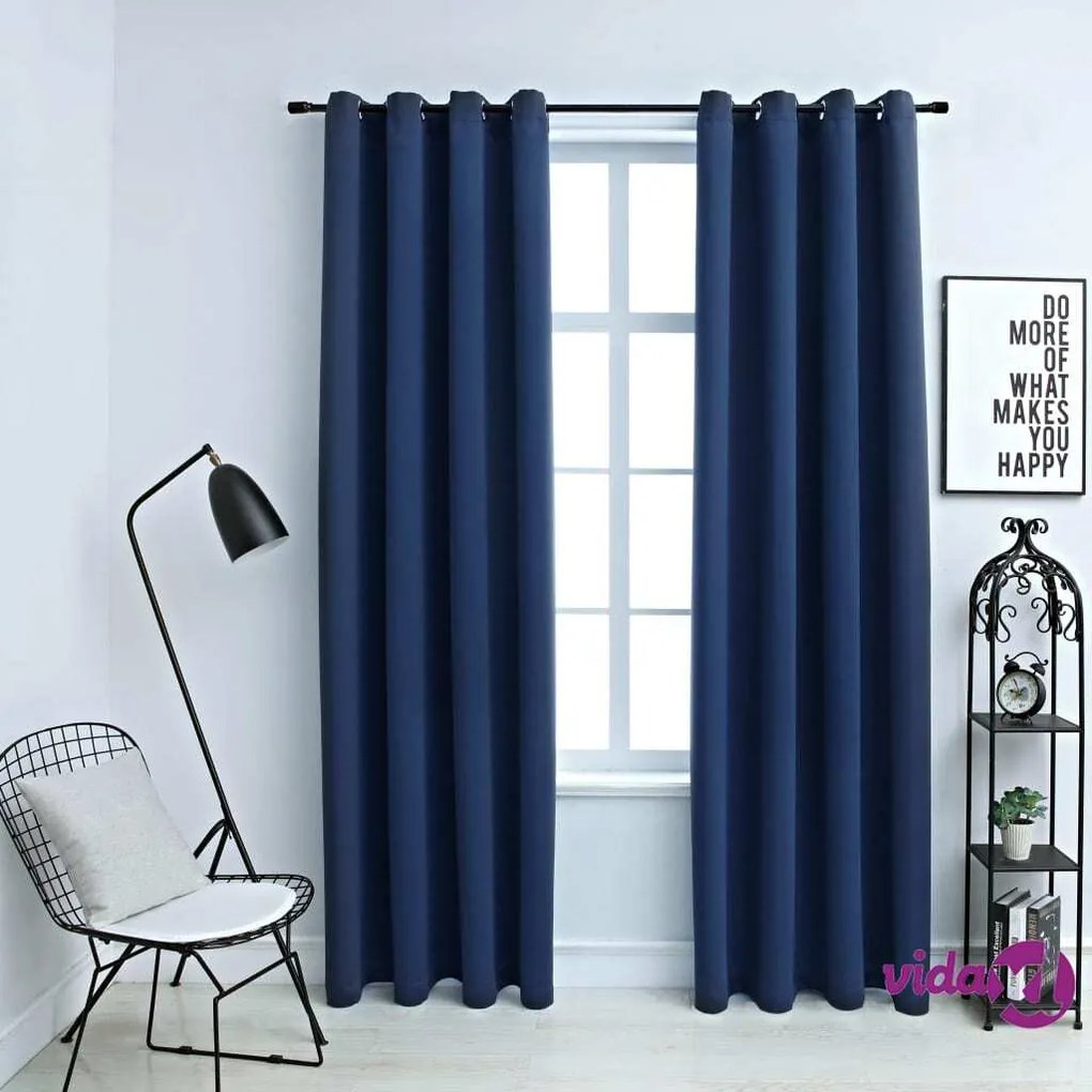 vidaXL Tende Oscuranti con Anelli in Metallo 2 pz Blu 140x245 cm