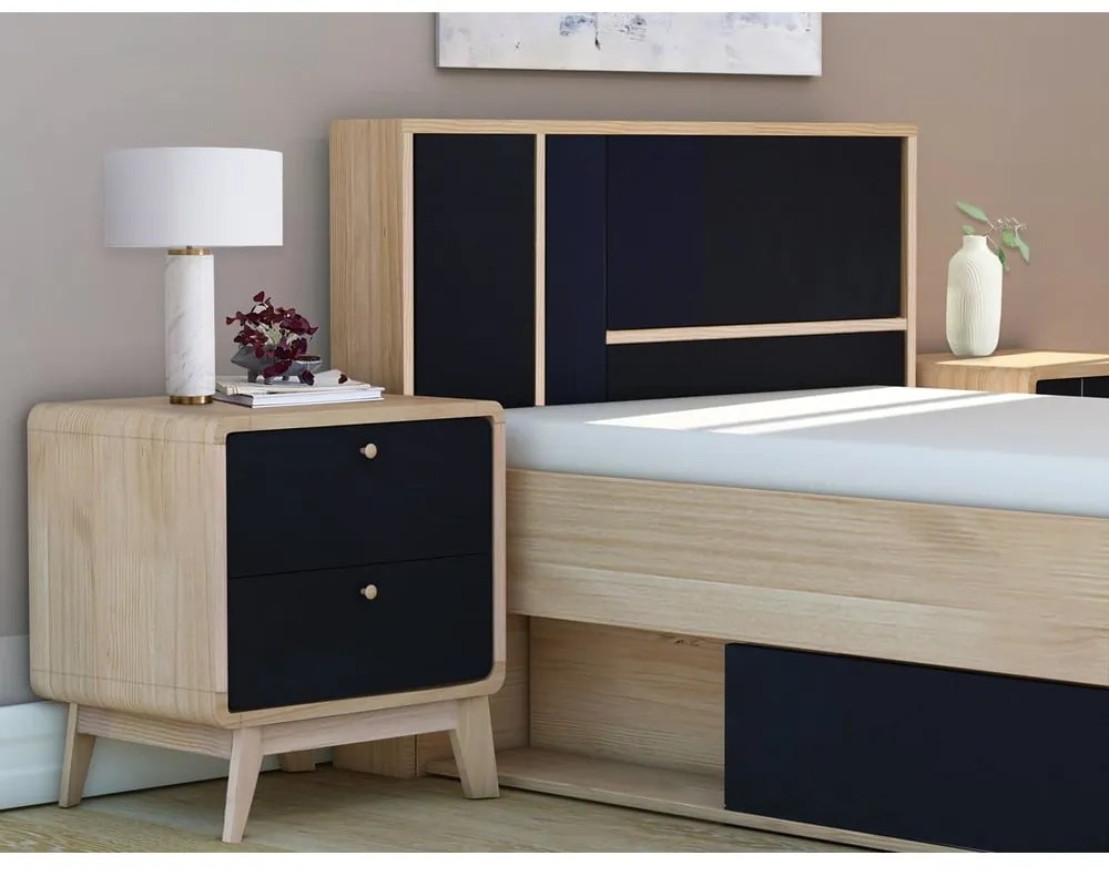 Comodino nero in rovere Cassie - Støraa