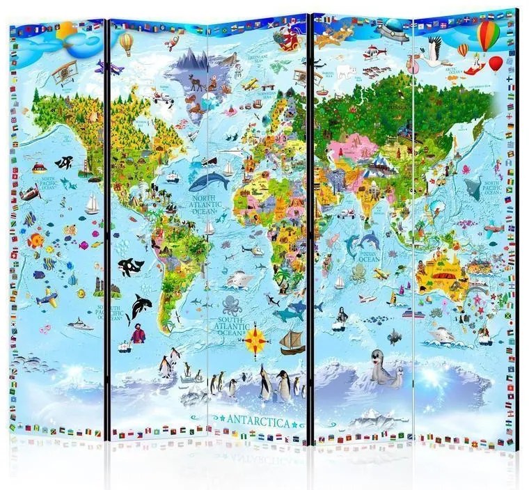 Paravento World Map for Kids II [divisori da interno]