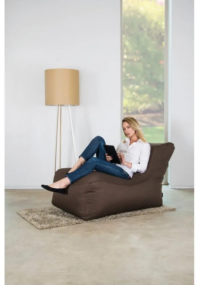 Puof a sacco grigio chiaro con rivestimento in bouclé Lounge – SLOWDOWN