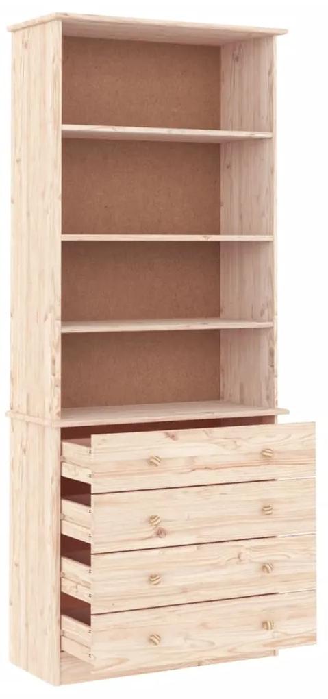 Libreria con cassetti alta 77x35x186,5cm legno massello di pino