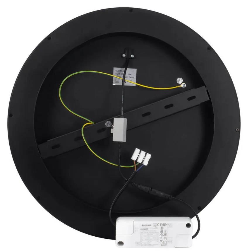 Plafoniera LED 36W Ø400mm con driver Philips Nera 4.680lm CCT