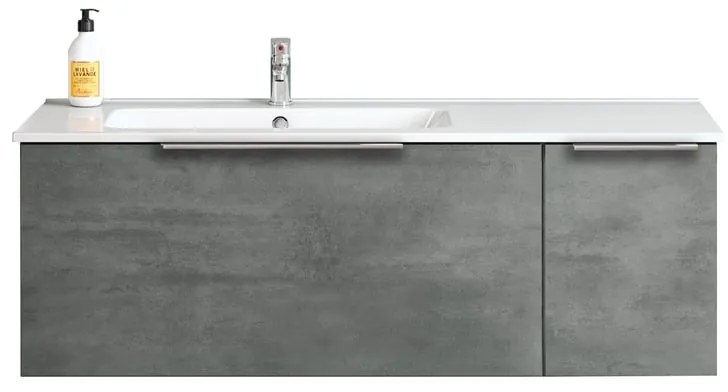 Mobile bagno sospeso con lavabo L 120 cm cemento per vasca a sinistra portland vasca a sx