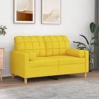 Divano a 2 Posti con Cuscini Giallo Chiaro 120 cm in Tessutocod mxl 118921