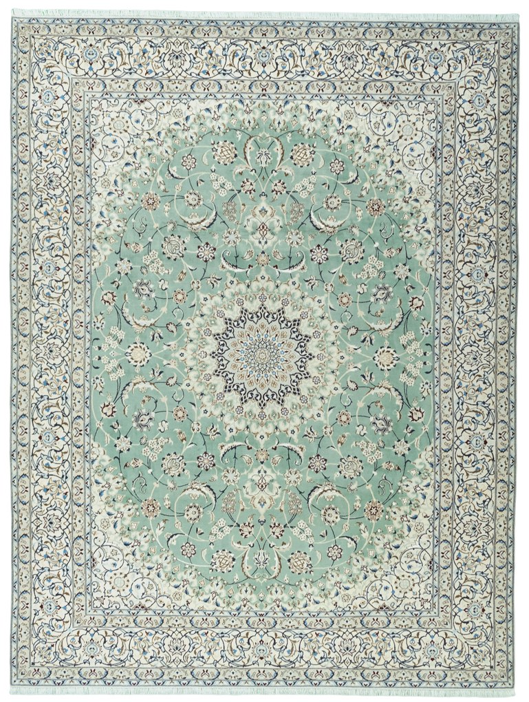 Nain Tappeto 400 x 300 Verde (Iran) Annodato A Mano