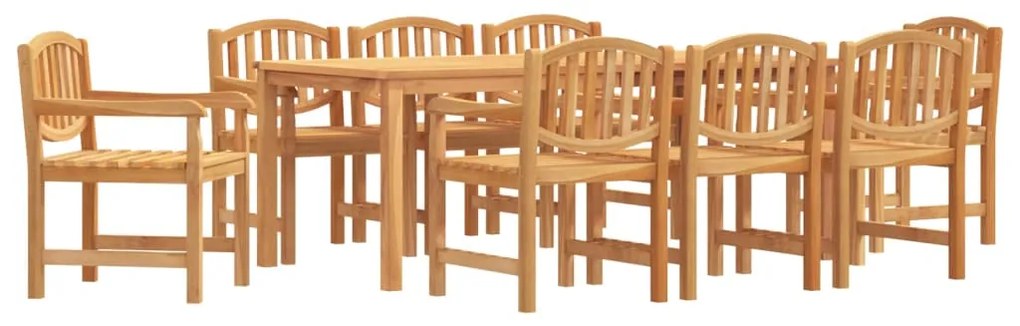 Set da pranzo per giardino 9 pz in legno massello di teak