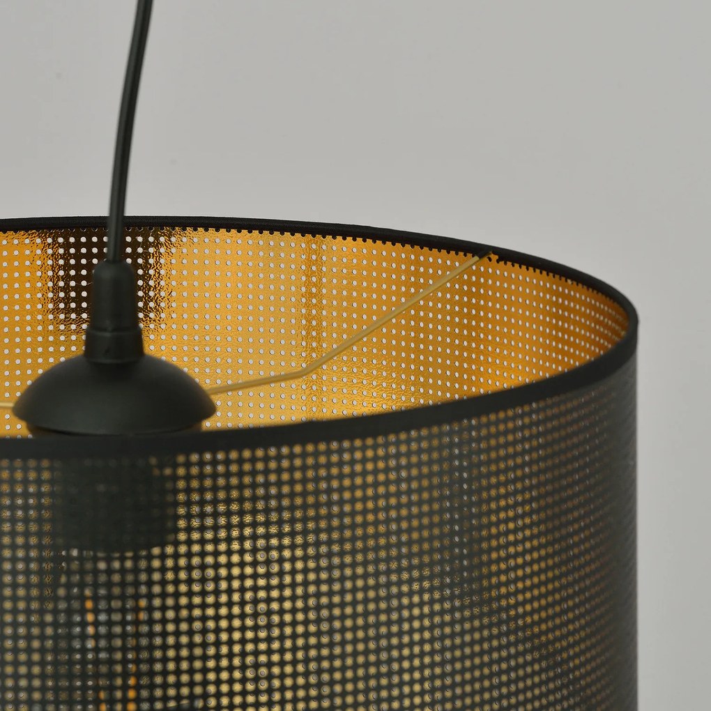 Sospensione Minimal 1 Luce Drago In Acciaio Nero E Oro