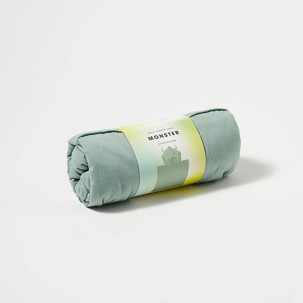 Asciugamano per neonato in cotone verde con cappuccio 62x63 cm Monster - Sunnylife