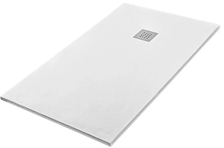 Piatto doccia filo pavimento Karen 120x120 in resina bianco pietra