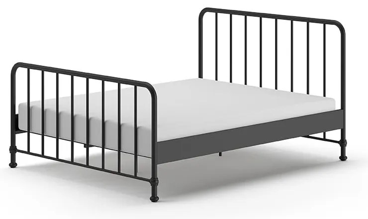 Letto singolo nero in metallo con rete 160x200 cm BRONXX - Vipack