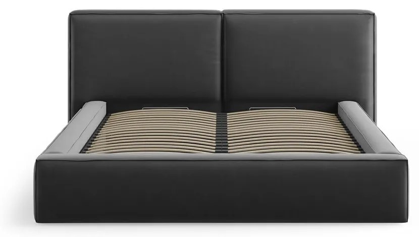 Letto matrimoniale imbottito in grigio scuro in velluto con contenitore con rete inclusa 180x200 cm Arendal – Cosmopolitan Design