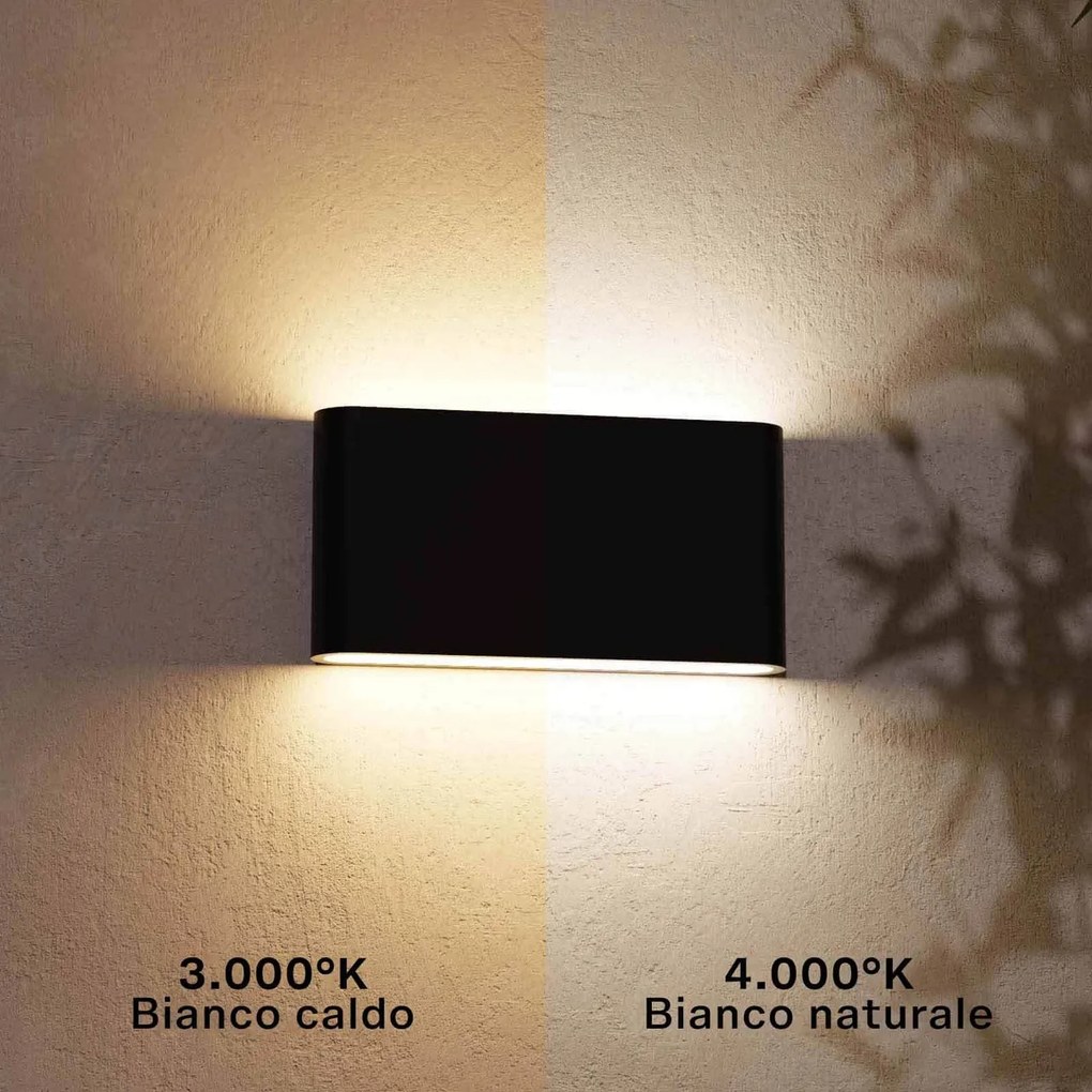 Applique LED 12W Bidirezione IP65 CCT Bianco Variabile - Nera Colore Bianco Variabile CCT