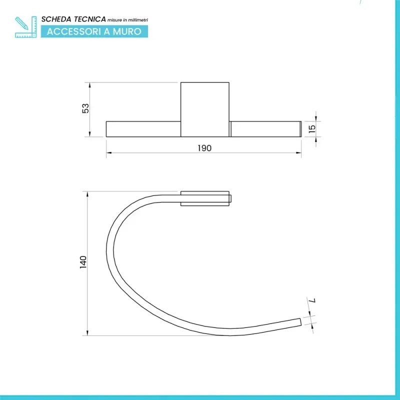 Porta asciugamani da parete ad anello in acciaio cromato Futura