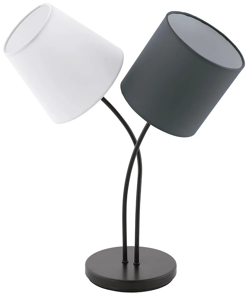 Lampada Da Tavolo Moderna Almeida Acciaio Nero 2 Luci E14